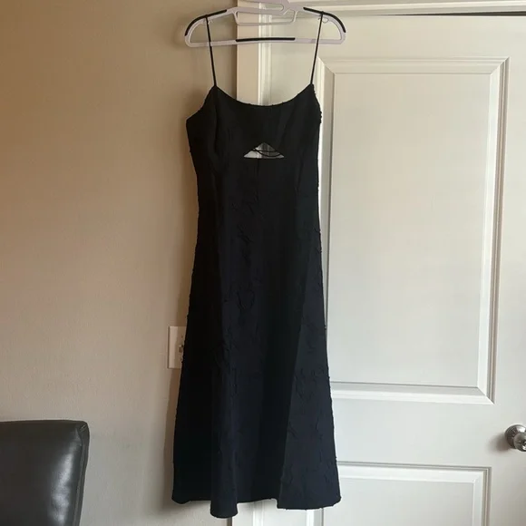 Banana Republic Floral Jacquard Cutout Midi Dress - Preppy Navy - 12 - Picture 5 of 10